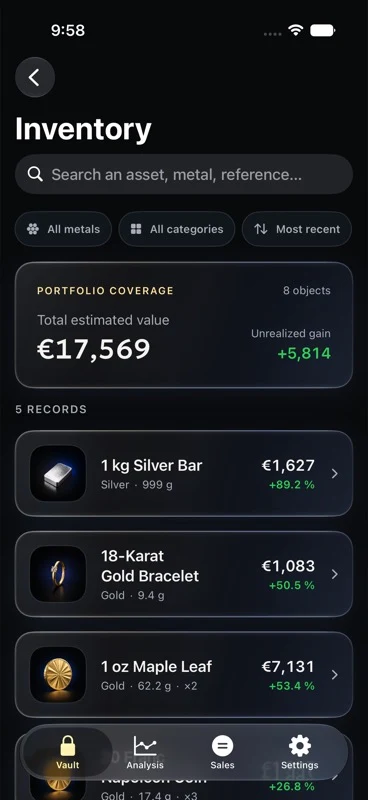 Precious-metal inventory in Kara