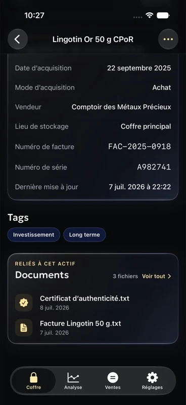 Documents associés à un actif dans Kara